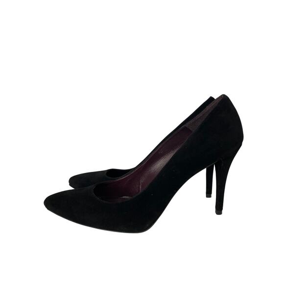 Stuart Weitzman Black Leather Heist Pointed Toe 100 Pump Slim 4" Heel Size 10 - Picture 6 of 11
